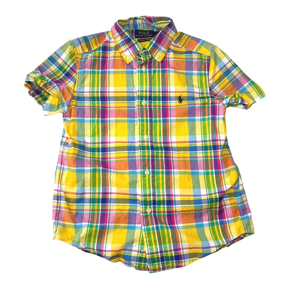 Polo Ralph Lauren Kids Plaid Shirt Cotton Boys Size 7 Multicolor Preppy School